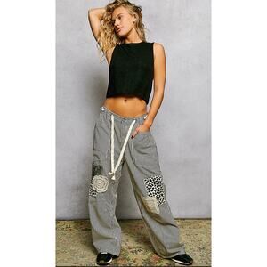 Pol Stripe Me Down Black Patchwork Barrel Leg Pants